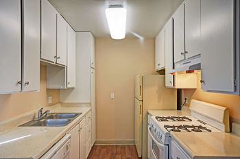 Wood-style flooring in kitchen